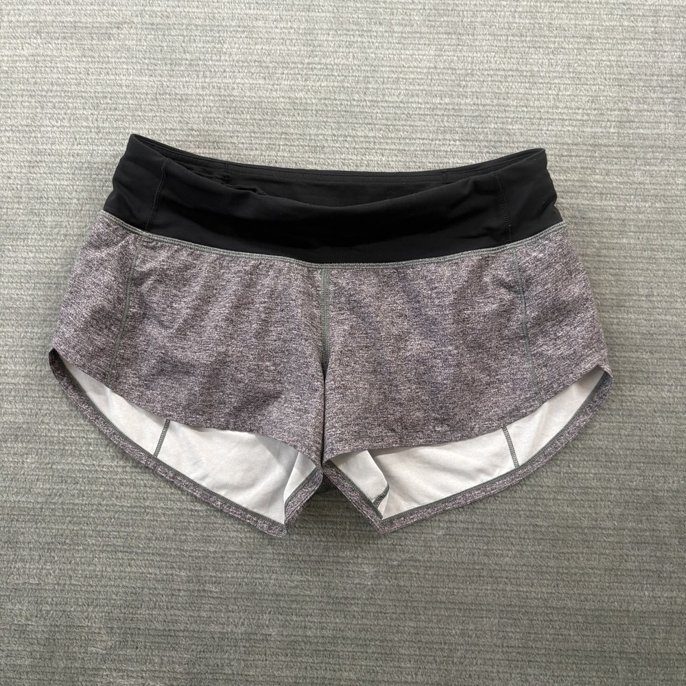 Lululemon Speed Up Short Women 4 Mid Rise 2" Inseam Heather Lux Multi Gray Black